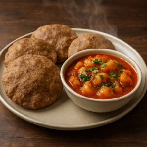 Aloo Sabzi with 4 Kuttu Poori