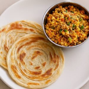 Paneer Bhurji (250 ml) with 2 Laccha Paratha